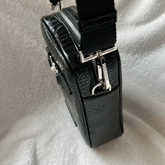 Versace croc effect leather Medusa biggie logo monogram crossbody bag NEW - Picture 9 of 10